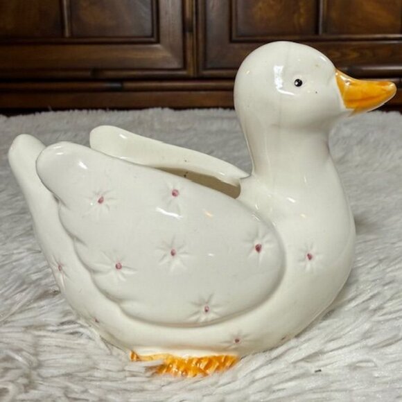 Vintage Ivory Glazed Ceramic Duck Bowl Dish - Picture 3 of 11